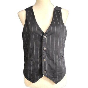 Vintage Tripp NYC Black White Pinstripe Button Vest Size XS Vintage Goth Emo